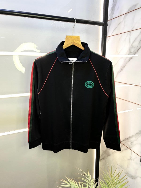Gucc i Imported Black Embossed Logo Super Premium Track Suit With Brand Carry Bag F2238-BL