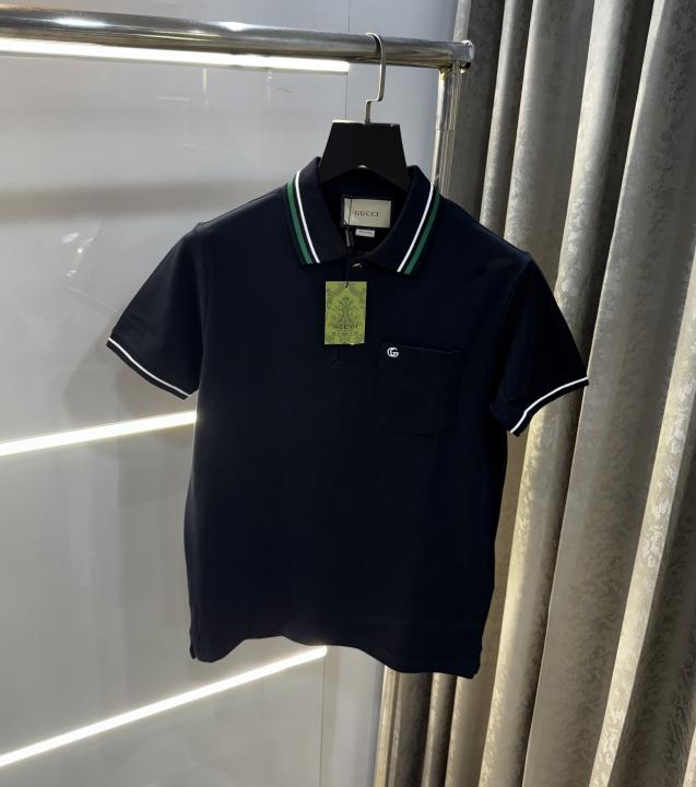 Gucc i Navy Blue Collar Look Imported Polo T-Shirt