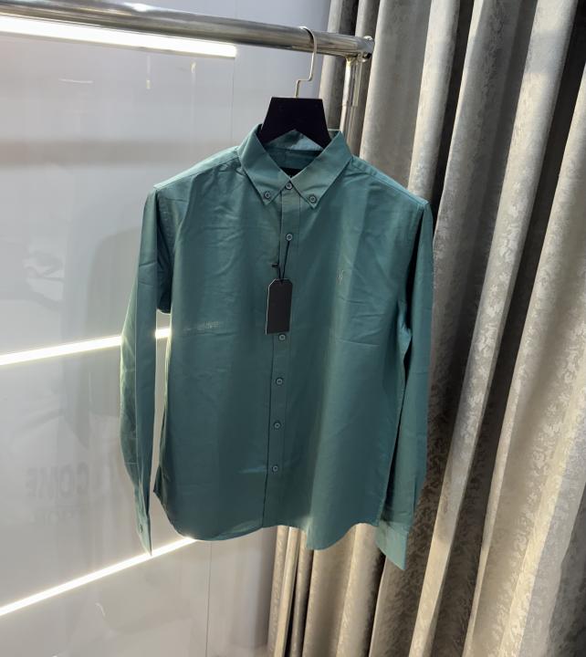 A ll saint s English Green Embroidery Logo Classic Shirt