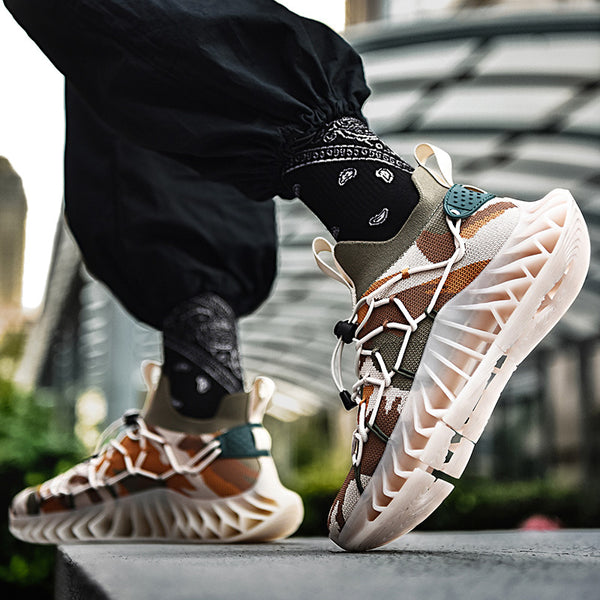 CUBICS Luxury Vortex Pivoted Dynamics Sneakers - Beige