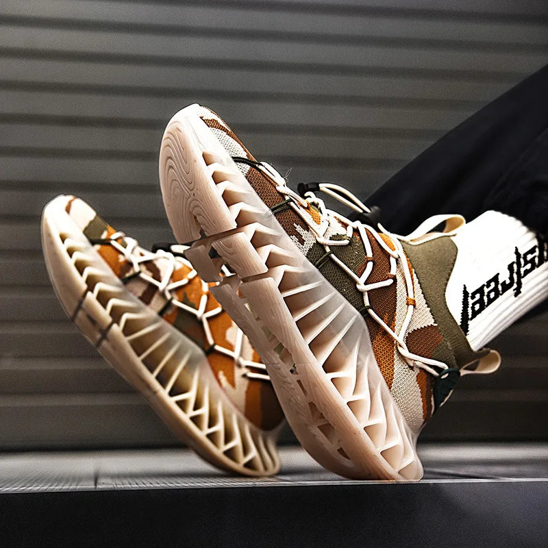 CUBICS Luxury Vortex Pivoted Dynamics Sneakers - Beige