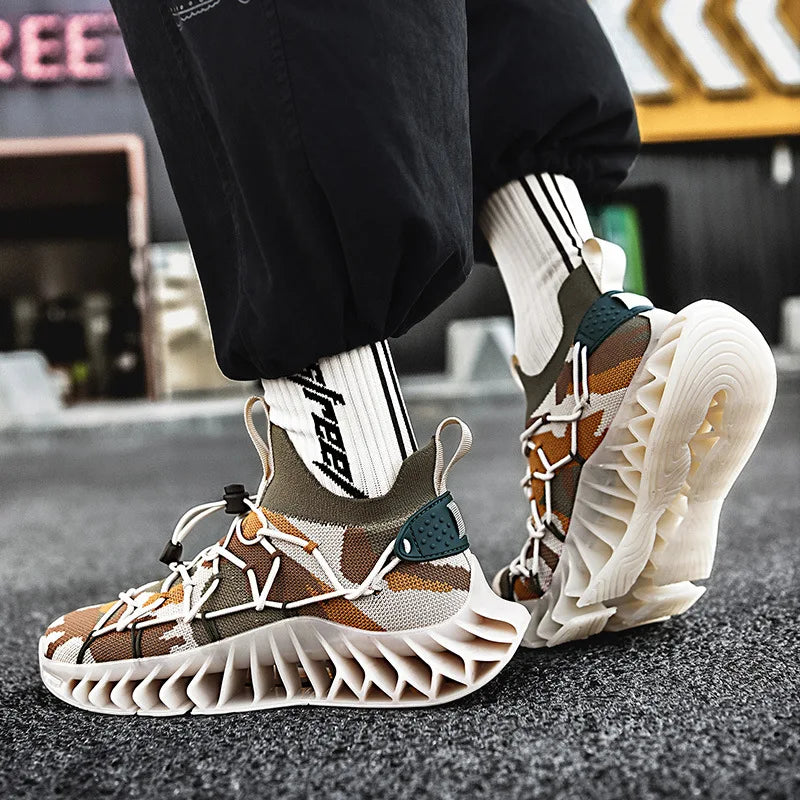 CUBICS Luxury Vortex Pivoted Dynamics Sneakers - Beige