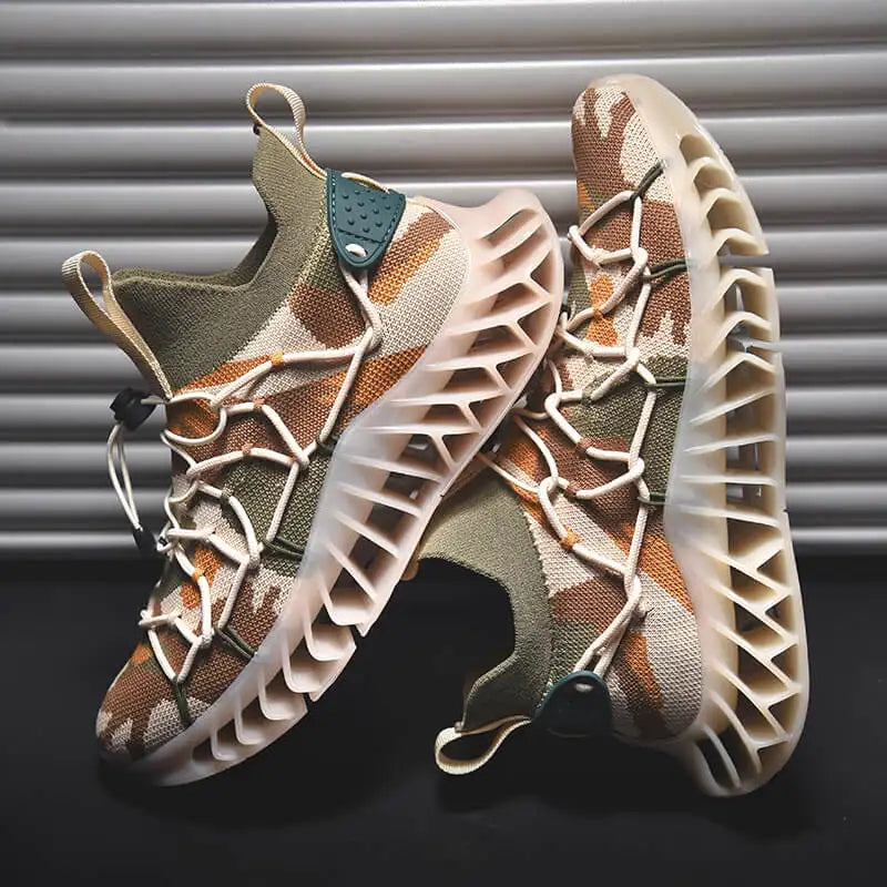 CUBICS Luxury Vortex Pivoted Dynamics Sneakers - Beige