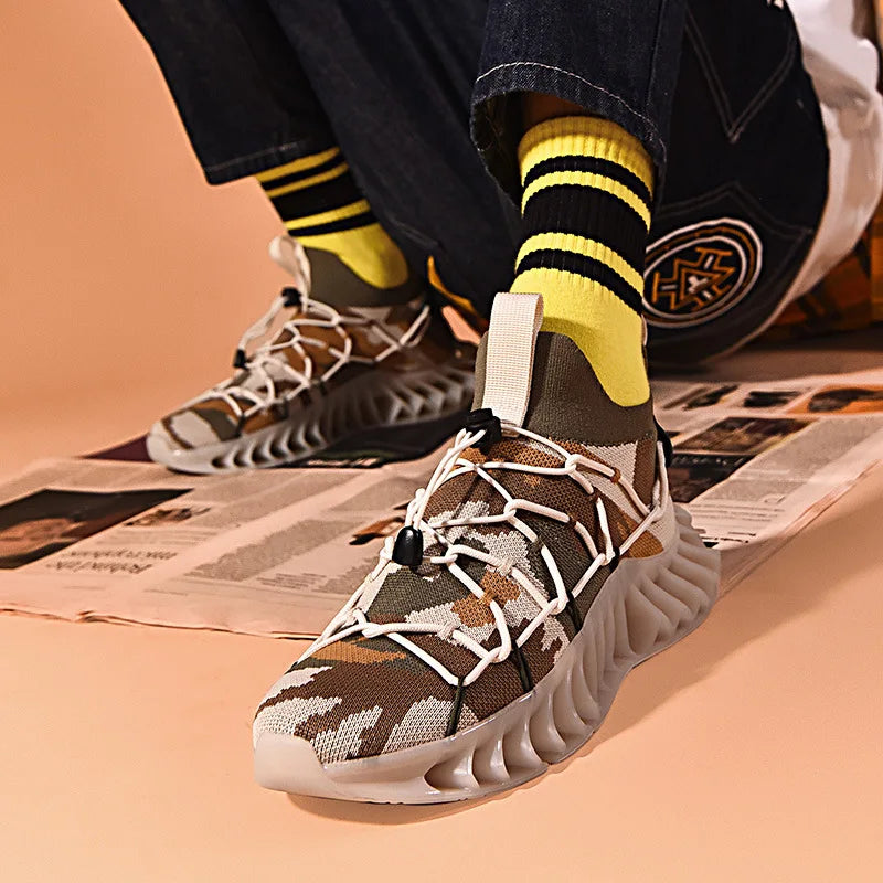 CUBICS Luxury Vortex Pivoted Dynamics Sneakers - Beige