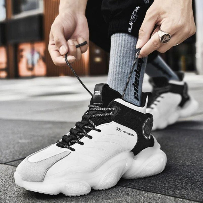 CUBICS Luxury Falcon Chunky High Top White Sneakers