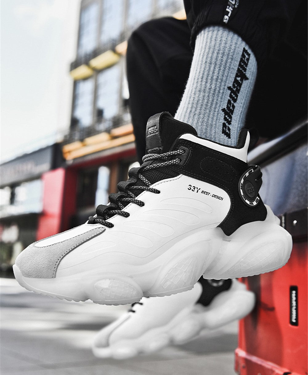 CUBICS Luxury Falcon Chunky High Top White Sneakers