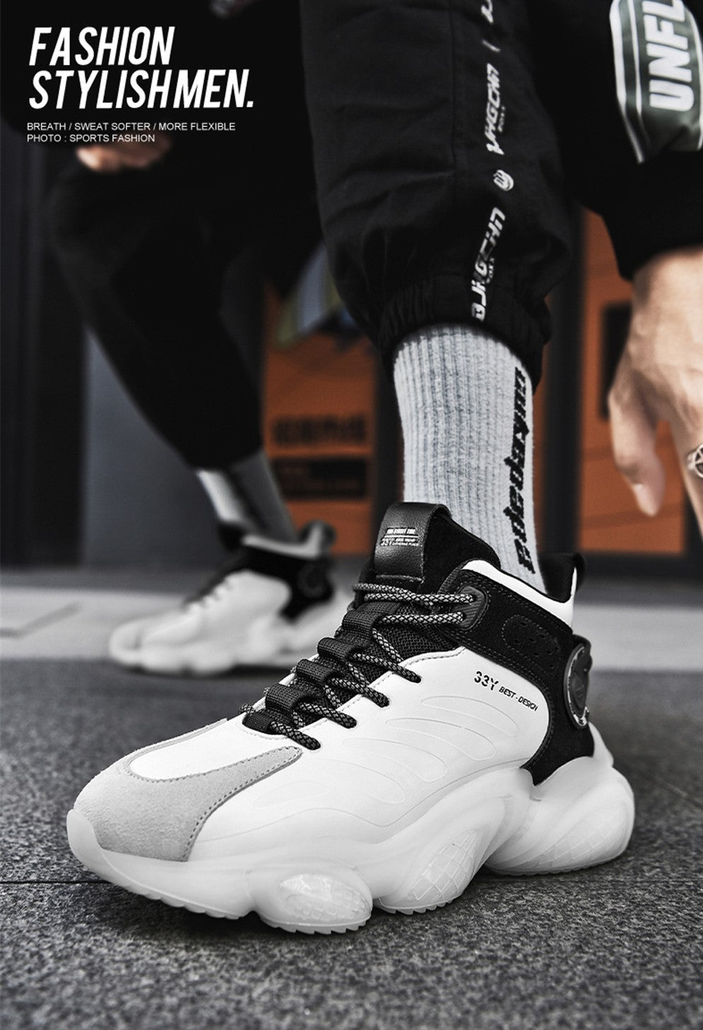 CUBICS Luxury Falcon Chunky High Top White Sneakers