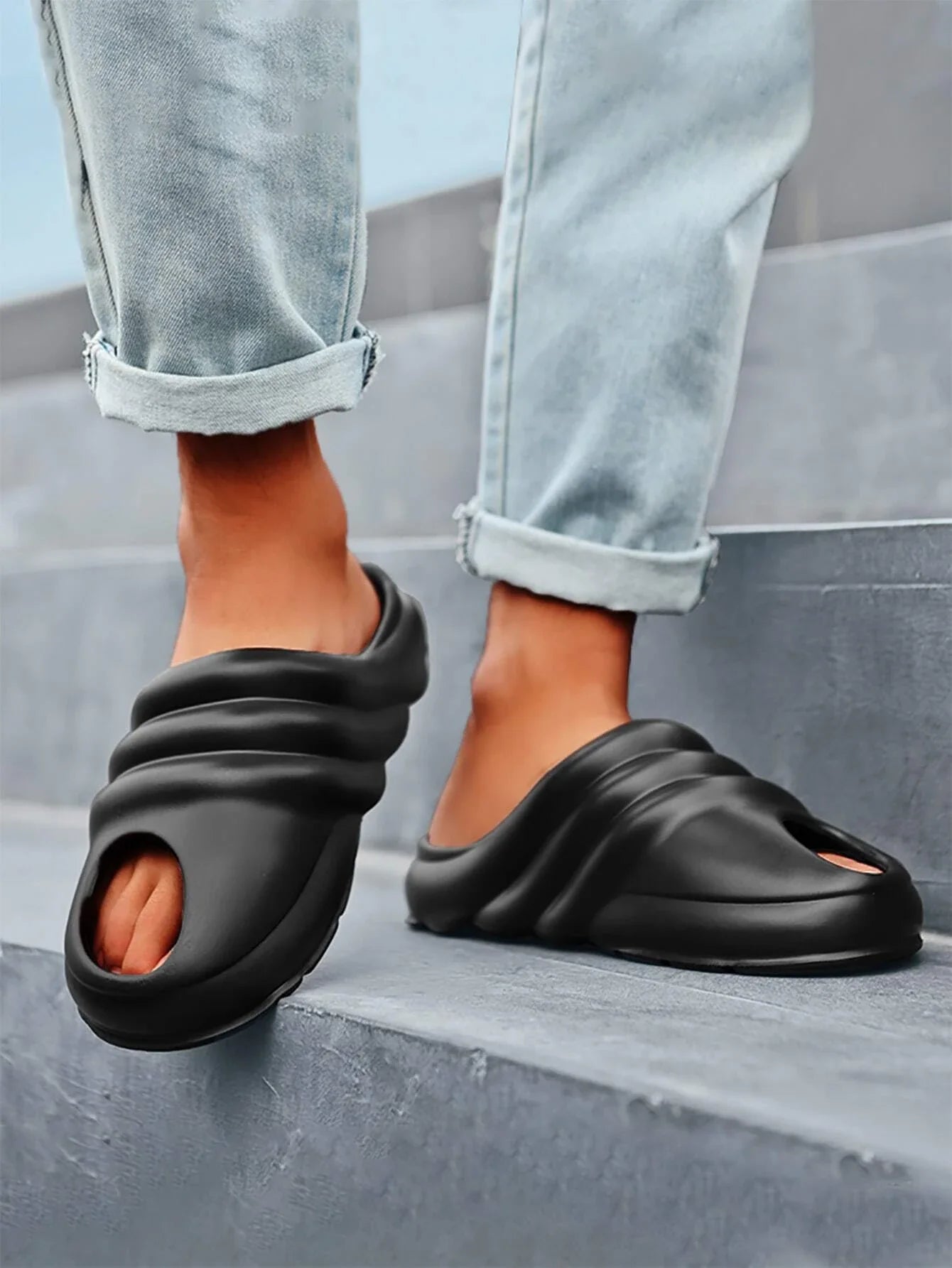 CUBICS Snail Cutout Foam Slides - Black