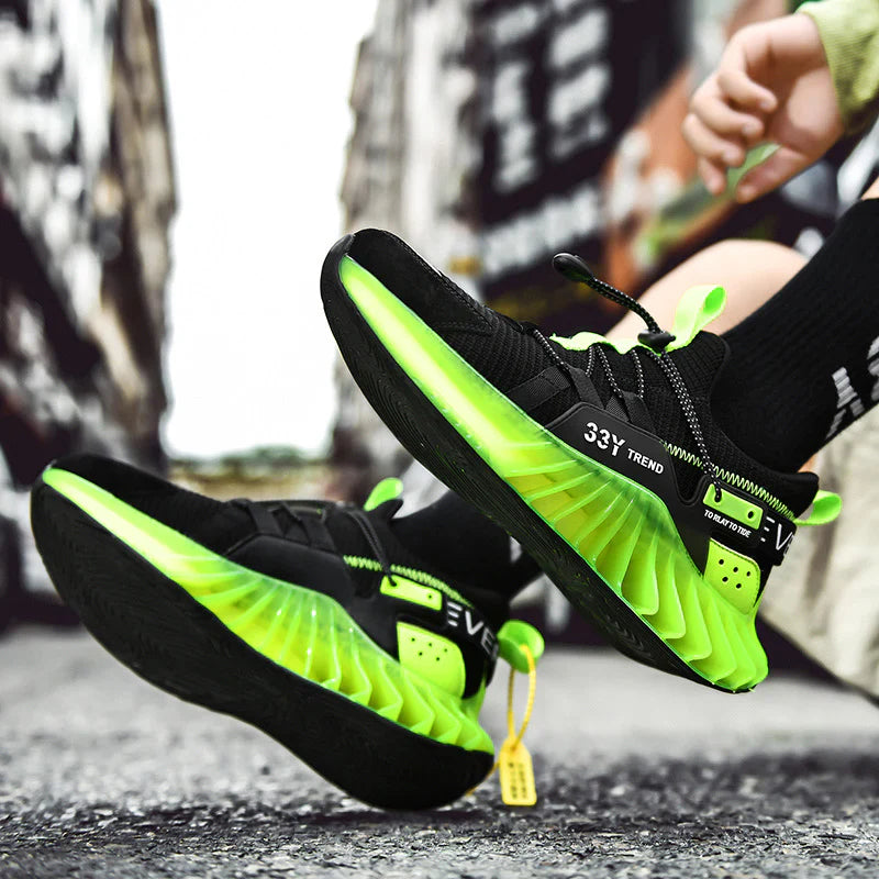 CUBICS Luxury Vortex Pivoted Dynamics Sneakers - Black Neon